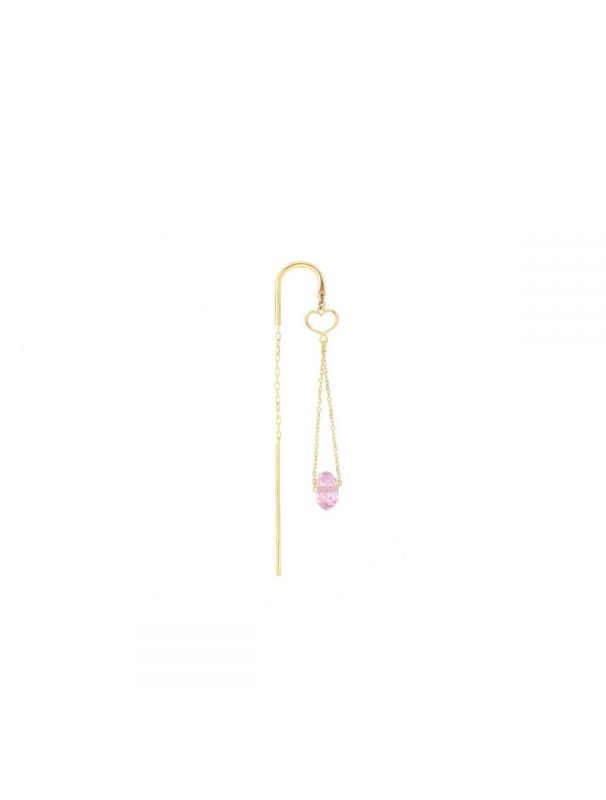 PENDIENTE DE AGUJA EN ORO AMARILLO CON TOPACIO ROSA.ORSSOU1TR