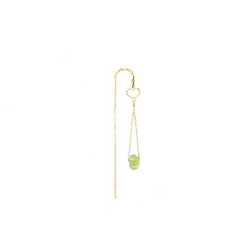 PENDIENTE DE AGUJA EN ORO AMARILLO Y PERIDOTO VERDE. ORSSOU1PR