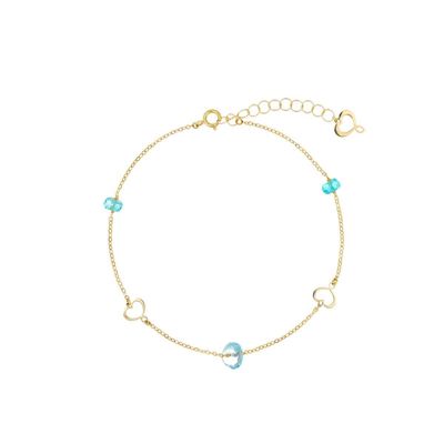 PULSERA EN ORO AMARILLO,TOPACIOS AZULES Y APATITOS. BRNUVCTAZ.