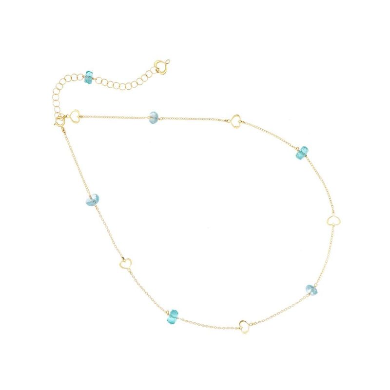 COLLAR EN ORO AMARILLO CON TOPACIOS AZULES Y APATITOS. GCNUVCTAZ.