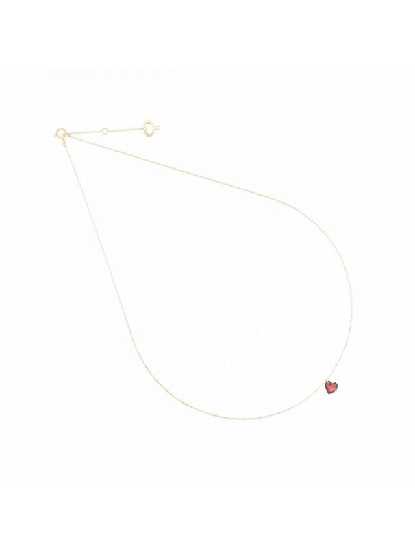 COLLAR EN ORO AMARILLO CON CORAZÓN EN GRANATE RODOLITA.GCCUNRO.