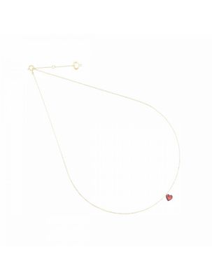 COLLAR EN ORO AMARILLO CON CORAZÓN EN GRANATE RODOLITA.GCCUNRO.