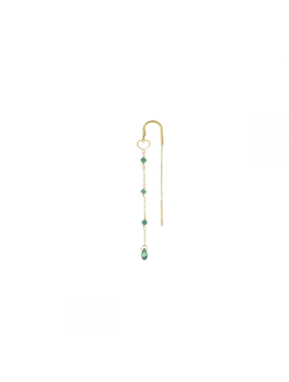 PENDIENTE DE AGUJA EN ORO AMARILLO Y DIAMANTES VERDES. ORDMVU.