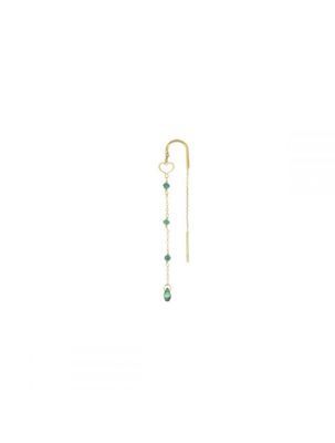 PENDIENTE DE AGUJA EN ORO AMARILLO Y DIAMANTES VERDES. ORDMVU.