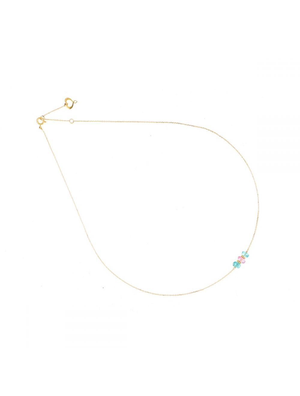 COLLAR EN ORO AMARILLO CON APATITOS Y TOPACIO ROSA. GCSSO2AP1TR