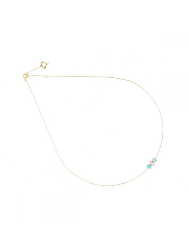COLLAR EN ORO AMARILLO CON APATITOS Y TOPACIO ROSA. GCSSO2AP1TR