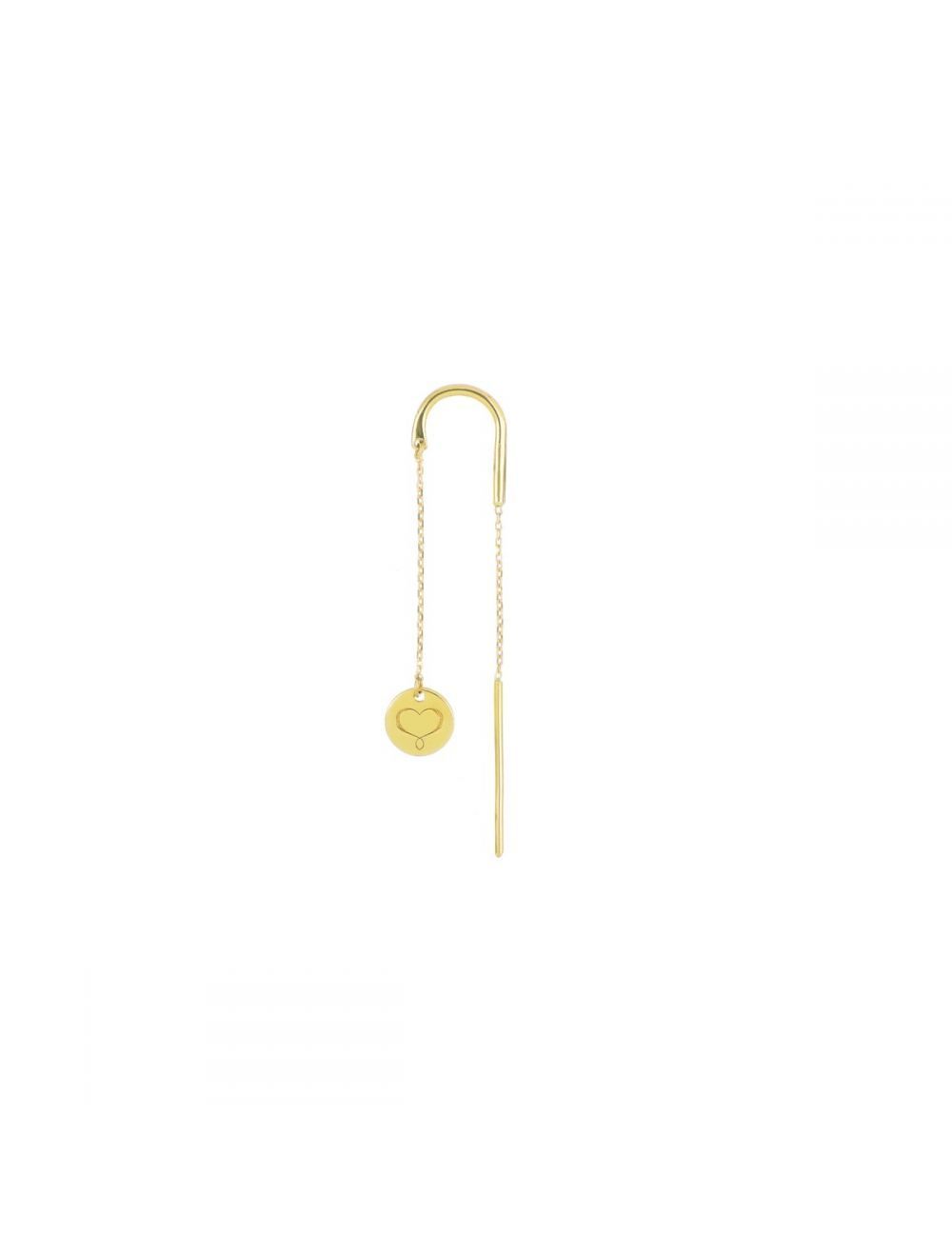 PENDIENTE DE AGUJA EN ORO AMARILLO CON CHAPA GRABADA. ORELEU1.