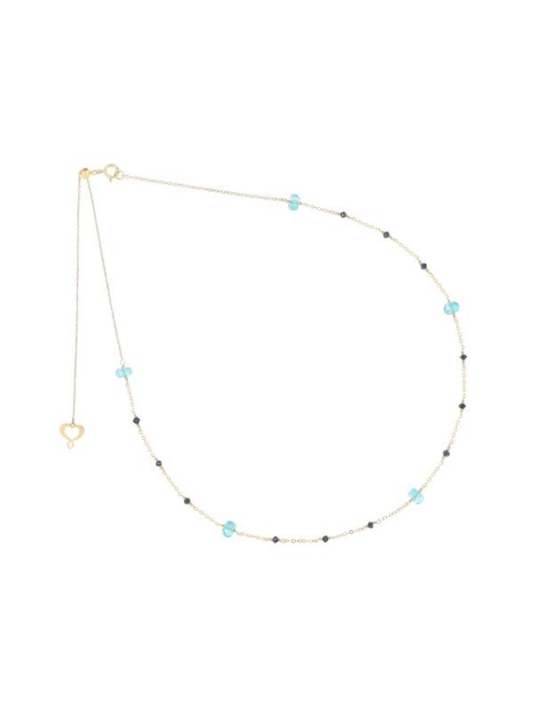 COLLAR DE ORO AMARILLO CON DIAMANTES NEGROS Y APATITOS. GHPTADNAP
