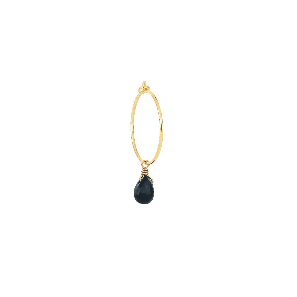 PENDIENTE DE ARO DE ORO AMARILLO DE 18K CON ESPINELA NEGRA. ORDRP91SP