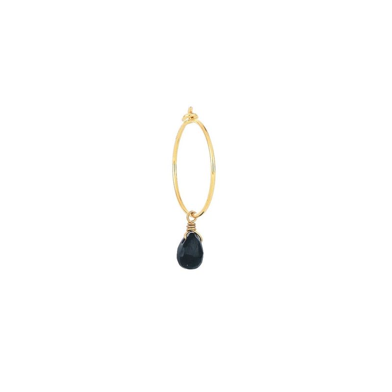 PENDIENTE DE ARO DE ORO AMARILLO DE 18K CON ESPINELA NEGRA. ORDRP91SP