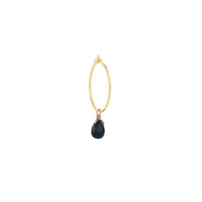 PENDIENTE DE ARO DE ORO AMARILLO DE 18K CON ESPINELA NEGRA. ORDRP91SP