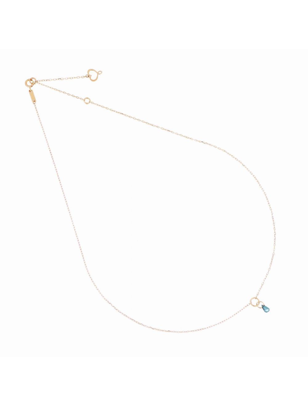 COLLAR DE ORO ROSA DE 18K CON COLGANTE GOTA DE ZAFIRO AZUL. GCDRPZA