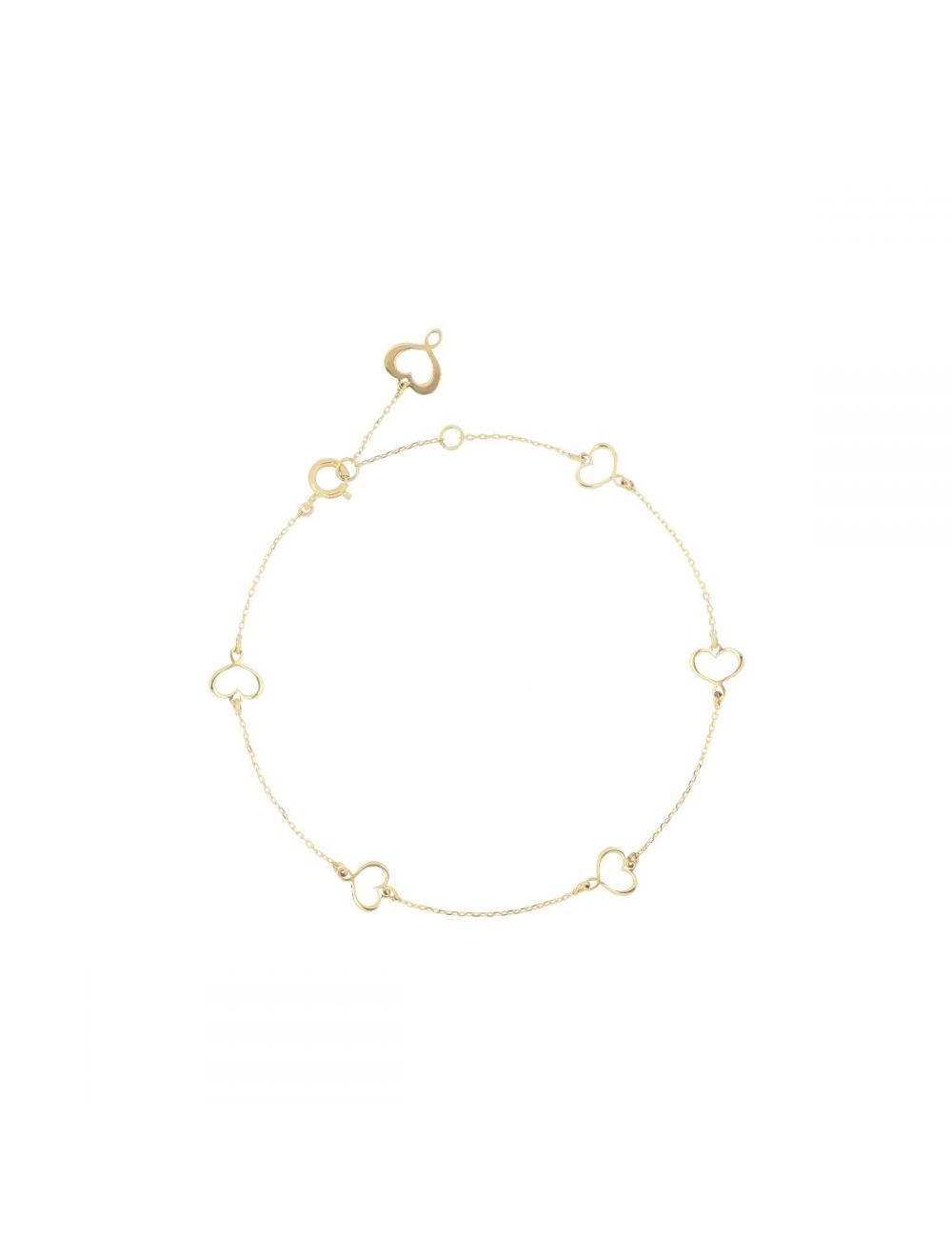 PULSERA DE ORO AMARILLO DE 18K CON CORAZONES MAMAN PERFORADOS. BRSSO5MS