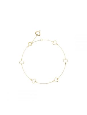PULSERA DE ORO AMARILLO DE 18K CON CORAZONES MAMAN PERFORADOS. BRSSO5MS