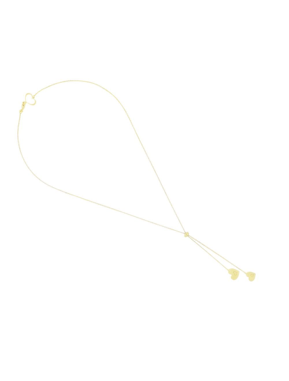 COLLAR DE PLATA CON BAÑO DE ORO AMARILLO CON DOS CORAZONES. GCARC22