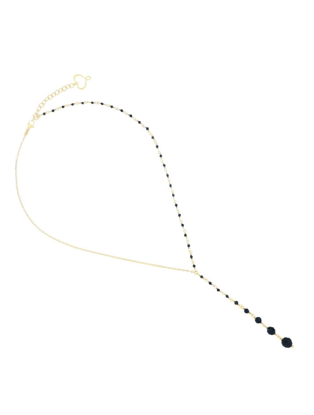 COLLAR DE PLATA CON BAÑO DE ORO AMARILLO Y ESPINELAS NEGRAS. GCOND2RCT