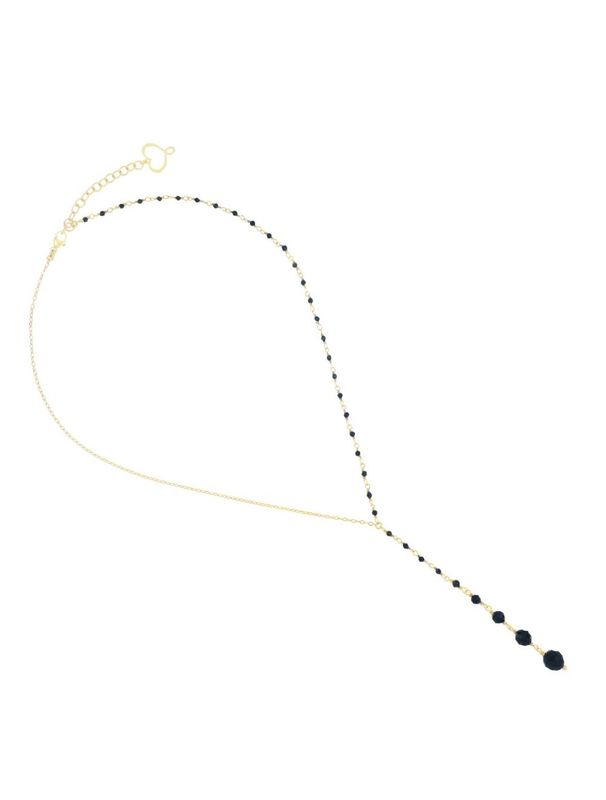 COLLAR DE PLATA CON BAÑO DE ORO AMARILLO Y ESPINELAS NEGRAS. GCOND2RCT