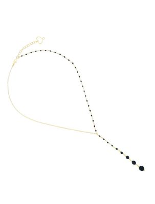 COLLAR DE PLATA CON BAÑO DE ORO AMARILLO Y ESPINELAS NEGRAS. GCOND2RCT