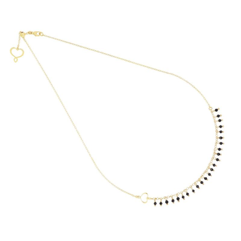 COLLAR DE PLATA CON BAÑO DE ORO AMARILLO Y ESPINELAS NEGRAS. GHFRASP10