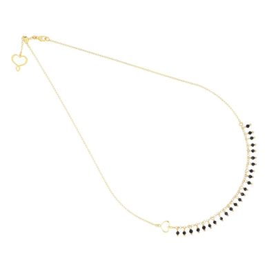 COLLAR DE PLATA CON BAÑO DE ORO AMARILLO Y ESPINELAS NEGRAS. GHFRASP10