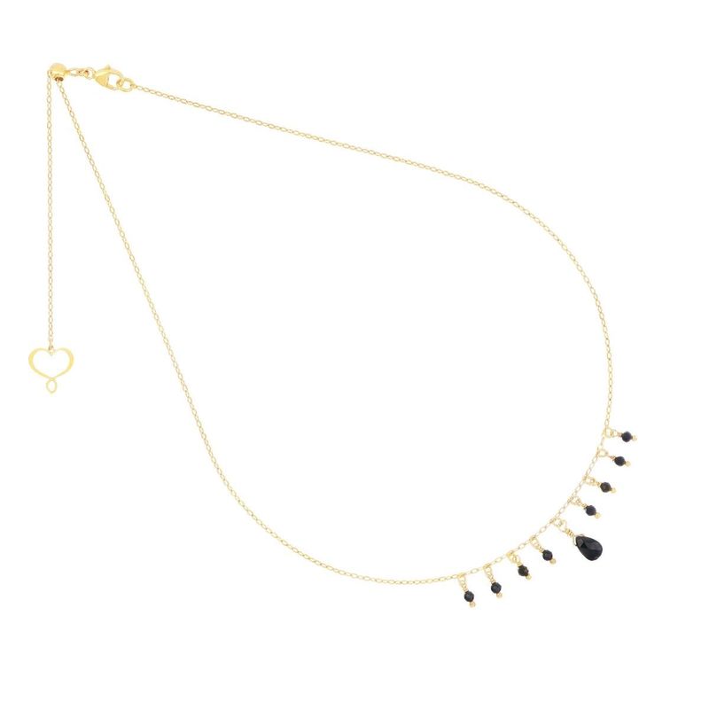 COLLAR DE PLATA CON BAÑO DE ORO AMARILLO Y ESPINELAS NEGRAS. GHFRASP1G