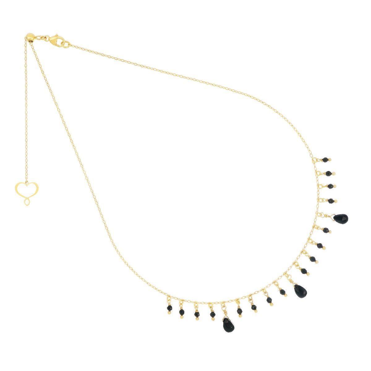 COLLAR DE PLATA CON BAÑO DE ORO AMARILLO Y ESPINELAS NEGRAS. GHFRASP3G