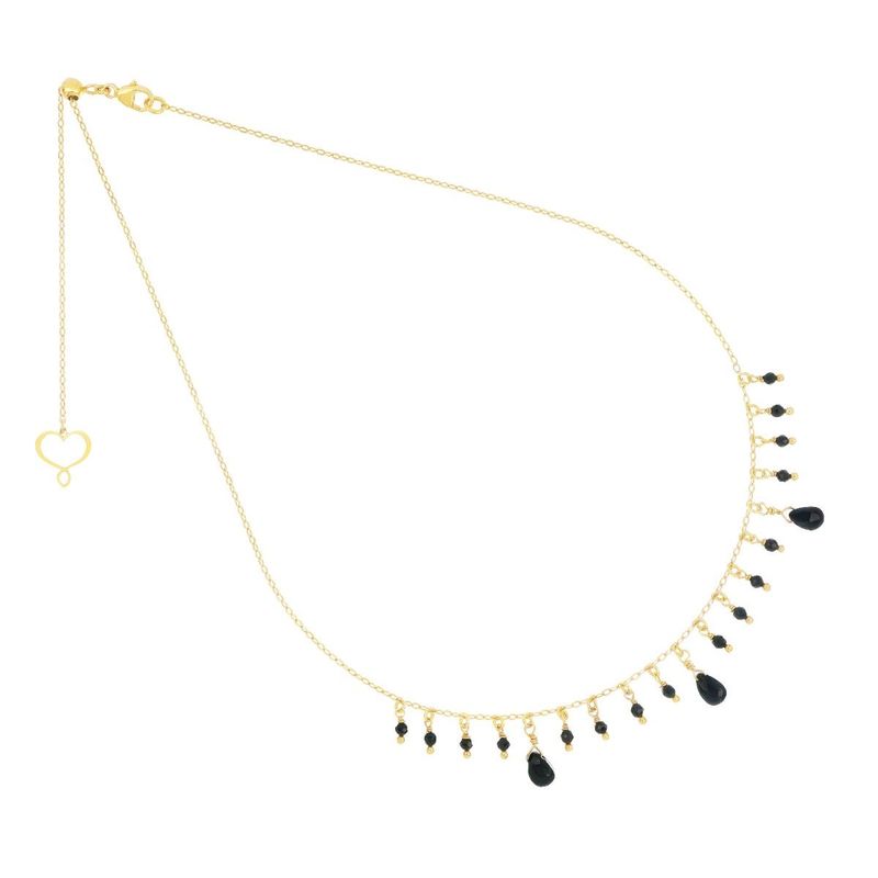 COLLAR DE PLATA CON BAÑO DE ORO AMARILLO Y ESPINELAS NEGRAS. GHFRASP3G