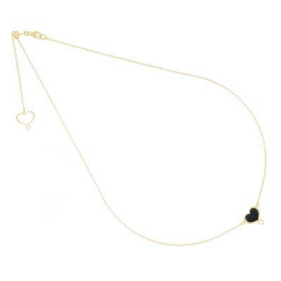 COLLAR DE PLATA CON BAÑO DE ORO AMARILLO Y CORAZÓN EN ESMALTE NEGRO. GHMES2GI