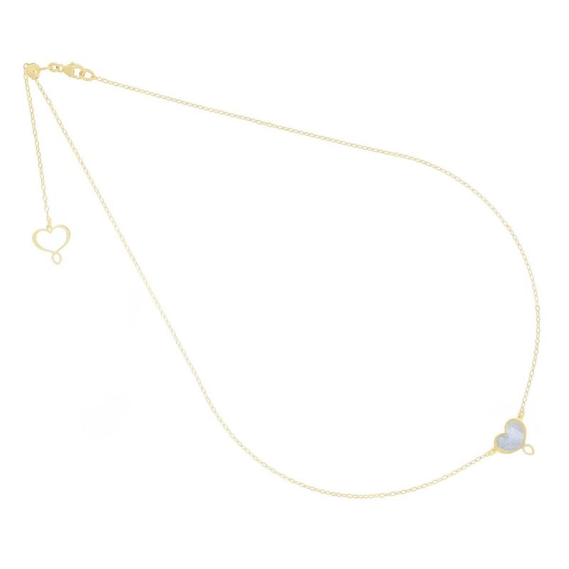 COLLAR DE PLATA CON BAÑO DE ORO AMARILLO Y CORAZÓN EN MADREPERLA GRIS. GHMESMPG