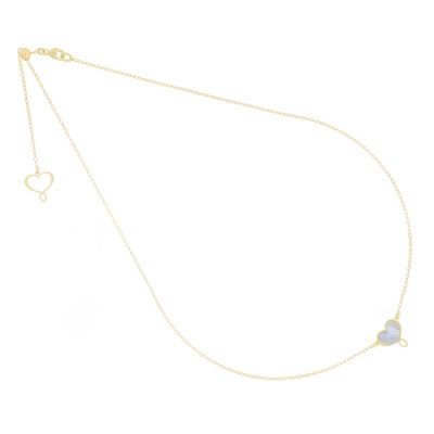 COLLAR DE PLATA CON BAÑO DE ORO AMARILLO Y CORAZÓN EN MADREPERLA GRIS. GHMESMPG