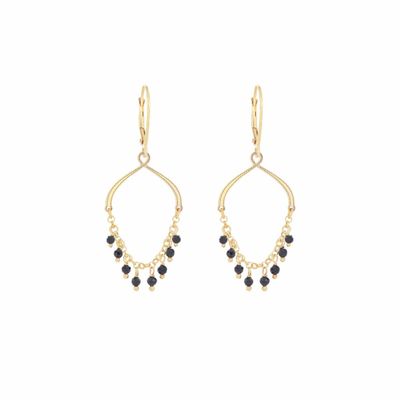 PENDIENTES DE PLATA CON BAÑO DE ORO AMARILLO Y ESPINELAS NEGRAS. ORFRA1ASP
