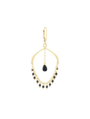 PENDIENTE DE PLATA CON BAÑO DE ORO AMARILLO Y ESPINELAS NEGRAS. ORFRA1ASP1G