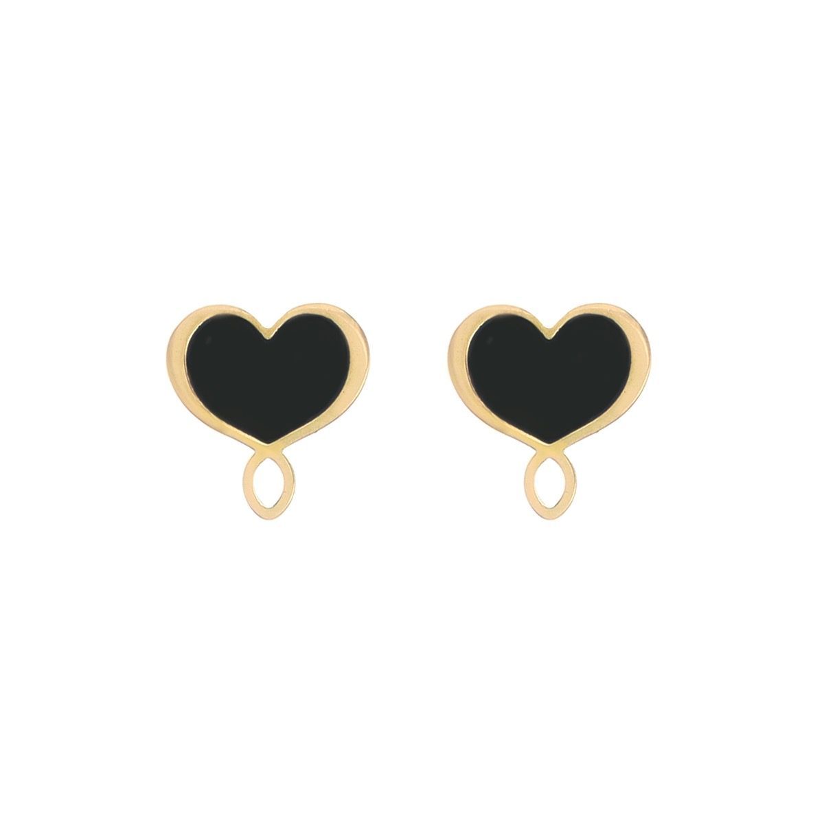 PENDIENTES DE PLATA CON BAÑO DE ORO AMARILLO Y ESMALTE NEGRO. ORMES42GI