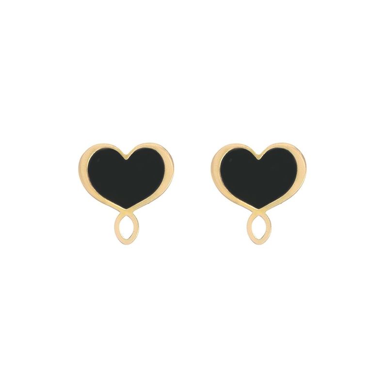 PENDIENTES DE PLATA CON BAÑO DE ORO AMARILLO Y ESMALTE NEGRO. ORMES42GI