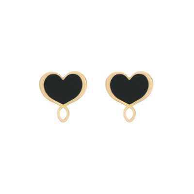 PENDIENTES DE PLATA CON BAÑO DE ORO AMARILLO Y ESMALTE NEGRO. ORMES42GI