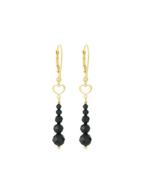 PENDIENTES DE PLATA CON BAÑO DE ORO AMARILLO Y ESPINELAS NEGRAS. OROND12FMS