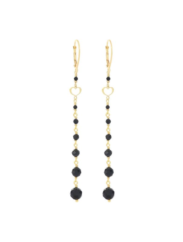 PENDIENTES DE PLATA CON BAÑO DE ORO AMARILLO Y ESPINELAS NEGRAS. OROND12RMS