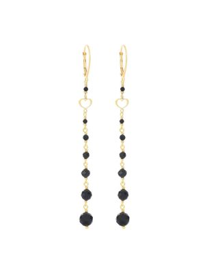 PENDIENTES DE PLATA CON BAÑO DE ORO AMARILLO Y ESPINELAS NEGRAS. OROND12RMS