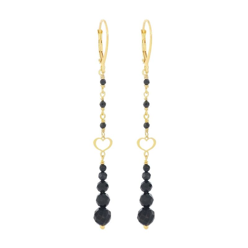 PENDIENTES DE PLATA CON BAÑO DE ORO AMARILLO Y ESPINELAS NEGRAS. OROND12RMSF