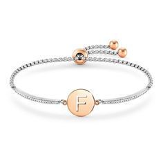 PULSERA MILLELUCI LETRA F EN ACERO. 028007 006