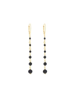 PENDIENTES DE PLATA CON BAÑO DE ORO AMARILLO Y ESPINELAS NEGRAS. OROND12R