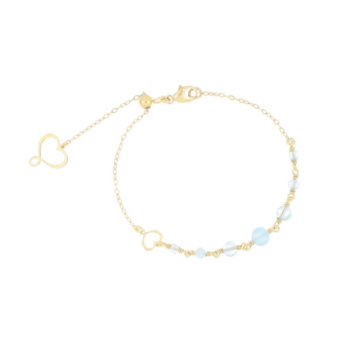 PULSERA DE PLATA CON BAÑO DE ORO AMARILLO Y AGUAMARINAS. BPONDAM7