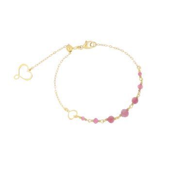 PULSERA DE PLATA CON BAÑO DE ORO AMARILLO Y TURMALINAS ROSAS. BPONDTO7