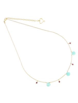 COLLAR DE PLATA CON BAÑO DE ORO AMARILLO,AMAZONITAS Y GRANATES. GCGCC3AC