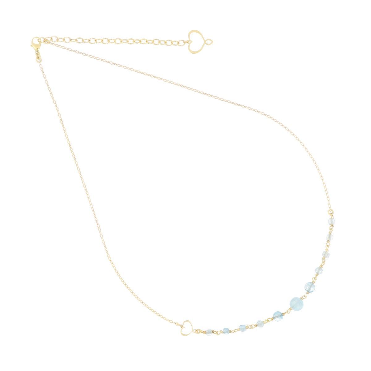 COLLAR DE PLATA CON BAÑO DE ORO AMARILLO Y AGUAMARINAS. GCCONDAM11