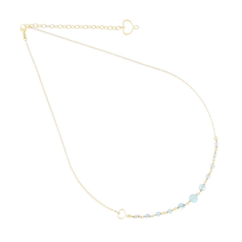 COLLAR DE PLATA CON BAÑO DE ORO AMARILLO Y AGUAMARINAS. GCCONDAM11