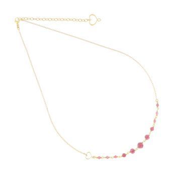 COLLAR DE PLATA CON BAÑO DE ORO AMARILLO Y TURMALINAS ROSAS. GCCONDTO11