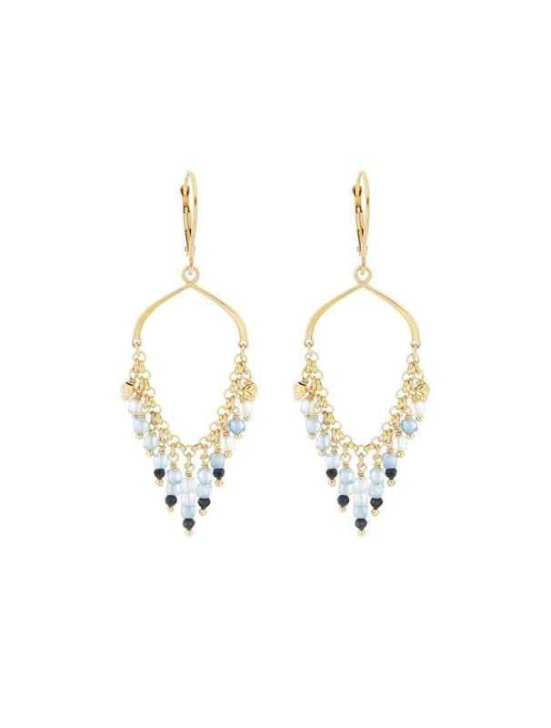 PENDIENTES DE PLATA CON BAÑO DE ORO AMARILLO, AGUAMARINAS Y ESPINELAS NEGRAS. ORFRA1AAMSPRI