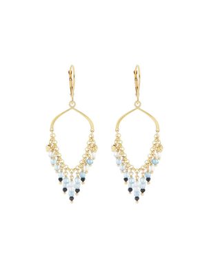 PENDIENTES DE PLATA CON BAÑO DE ORO AMARILLO, AGUAMARINAS Y ESPINELAS NEGRAS. ORFRA1AAMSPRI