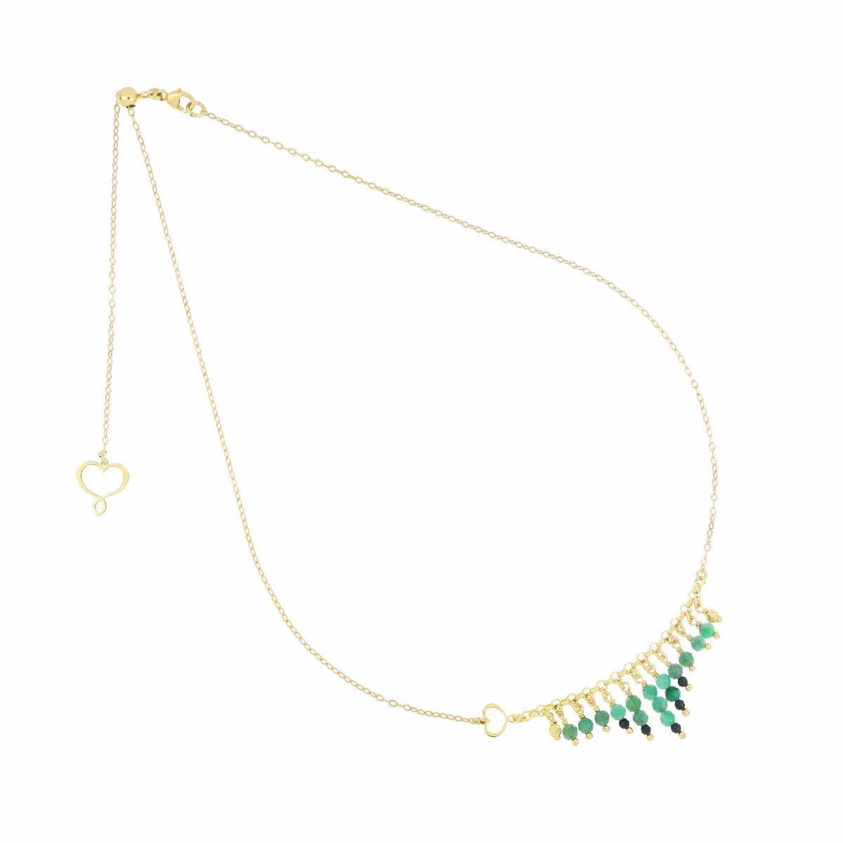 COLLAR DE PLATA CON BAÑO DE ORO AMARILLO, ESMERALDAS Y ESPINELAS NEGRAS. GHFRASMSP